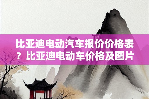 比亚迪电动汽车报价价格表？比亚迪电动车价格及图片 报价